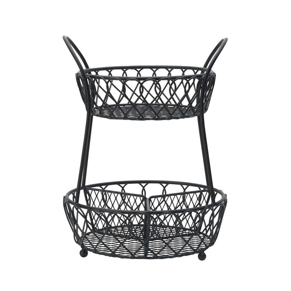 Loop And Lattice 2 Tier Basket With Divider