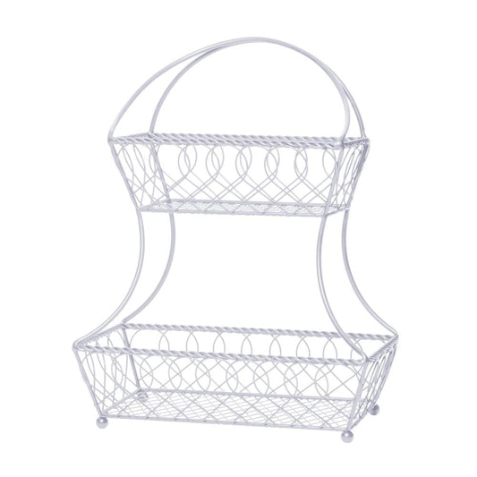 Loop And Lattice 2 Tier White Flatback Storage Basket