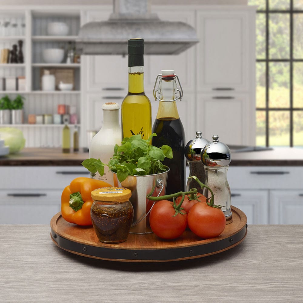 Mango Wood Lazy Susan Serve Tray