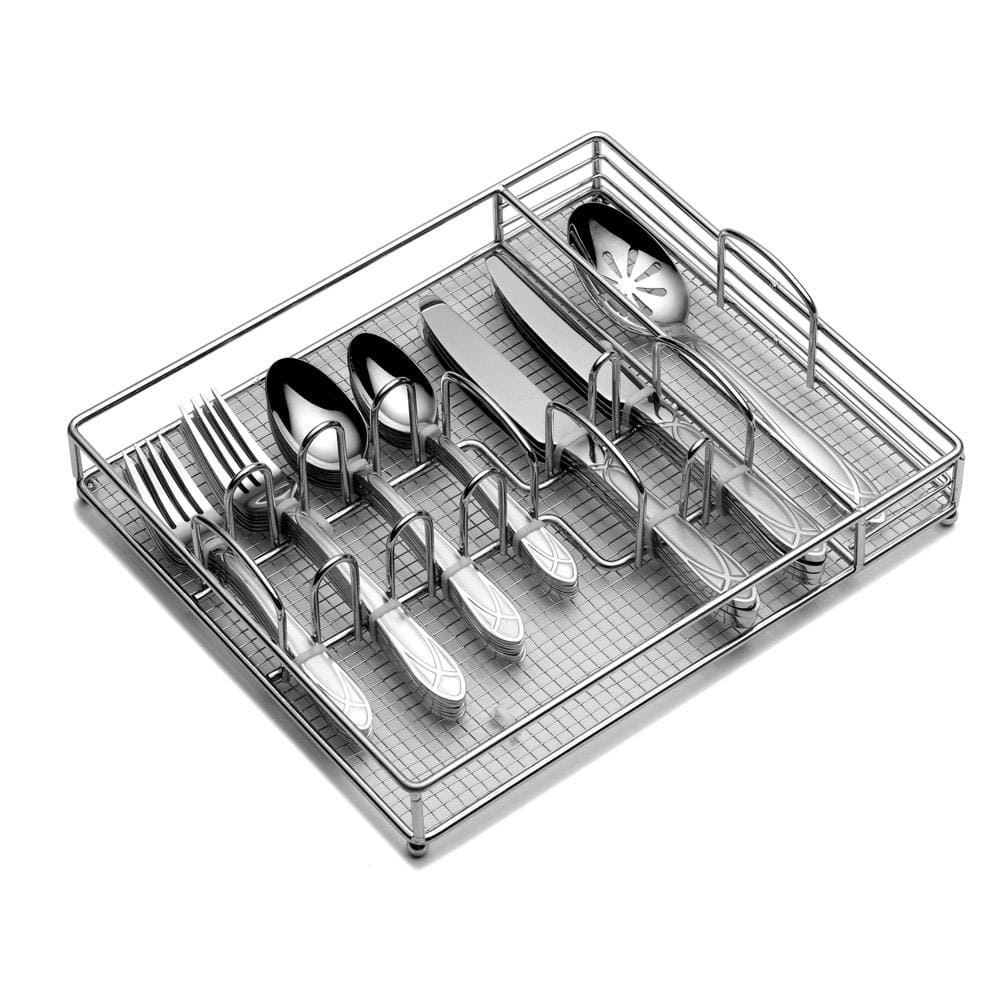 Mirage Frost 45 Piece Flatware Set With Wire Caddy, Service For 8