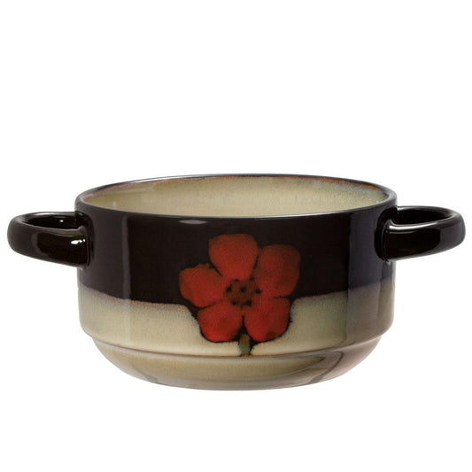 Painted Poppies Double Handled Soup Bowl