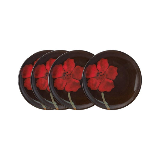 Painted Poppies Set Of 4 Appetizer Plates