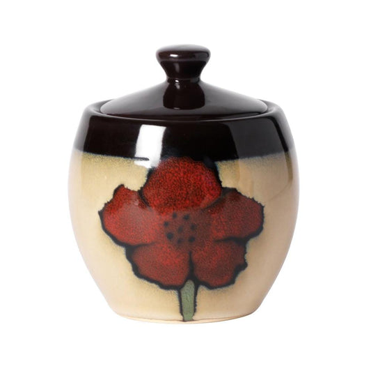 Painted Poppies Sugar Bowl With Lid