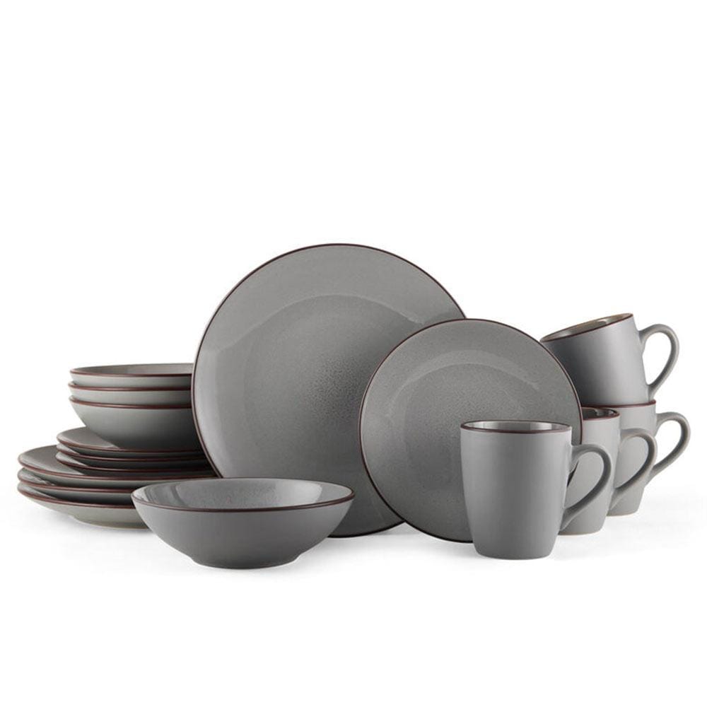 Pierce Gray 16 Piece Dinnerware Set, Service For 4