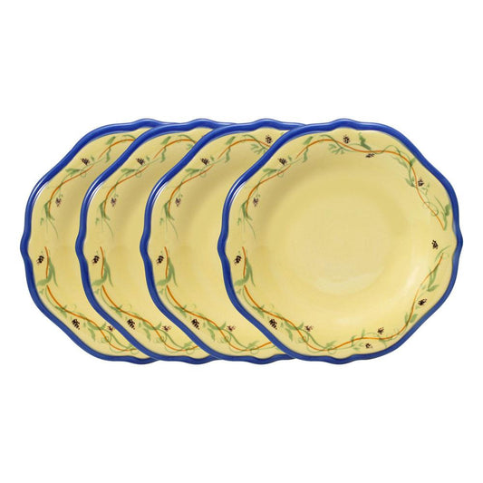 Pistoulet Set Of 4 Salad Plates With Blue Band