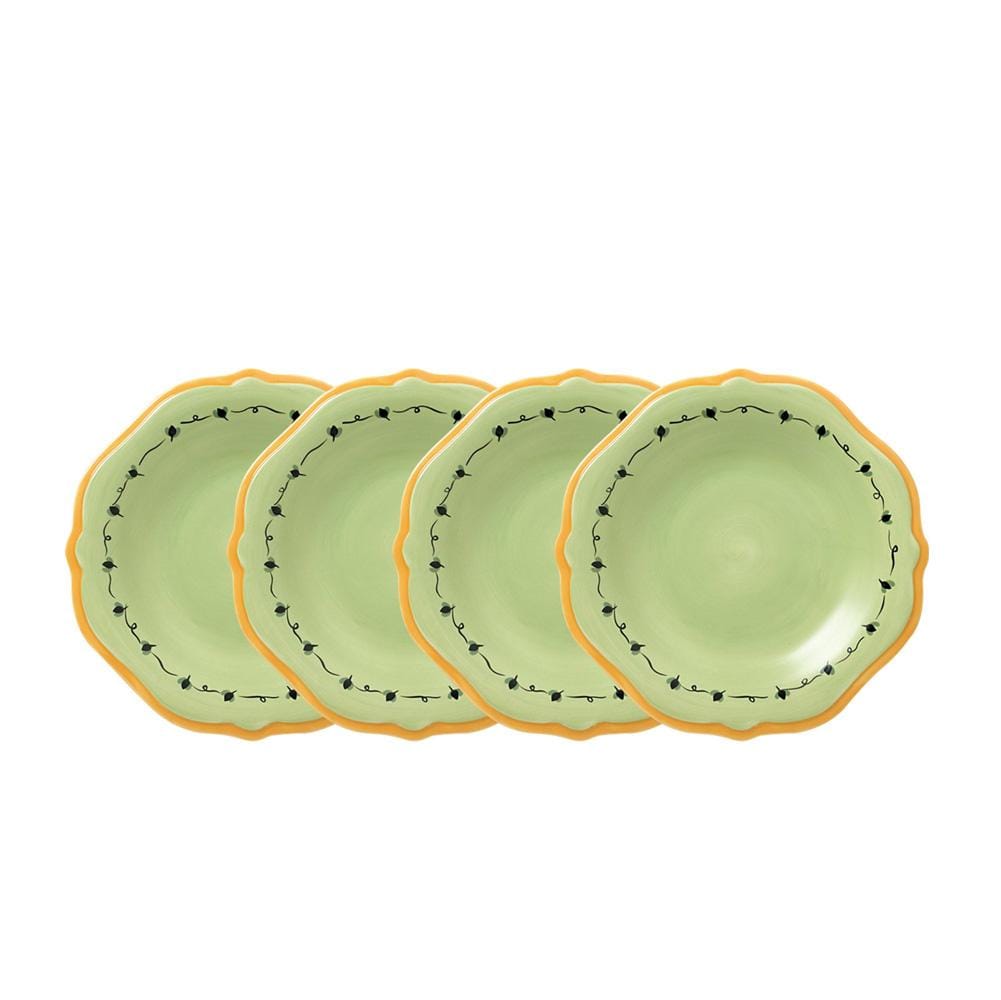 Pistoulet Set Of 4 Salad Plates With Yellow Band