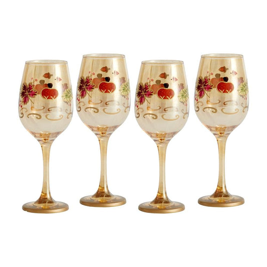 Plymouth Set Of 4 Leaf Luster Wine Glasses