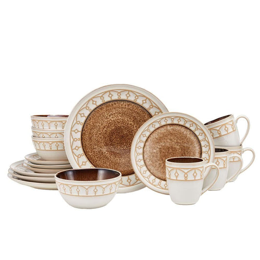 Remi Beige 16 Piece Dinnerware Set, Service For 4