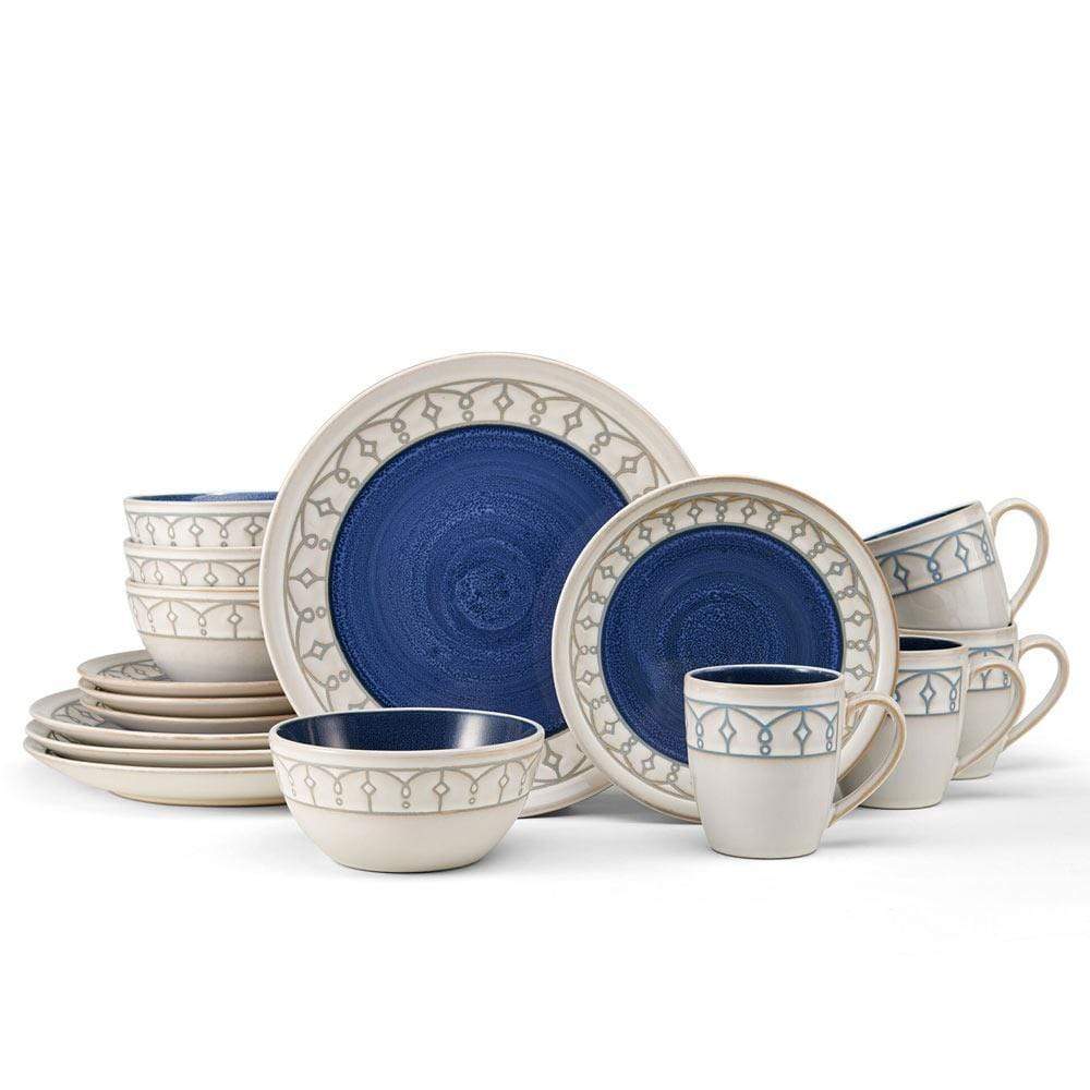 Remi Blue 16 Piece Dinnerware Set, Service For 4