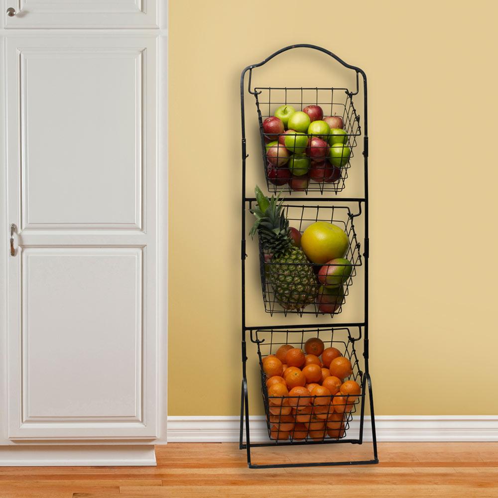 Rio 3 Tiered Standing Storage Baskets With Wheels