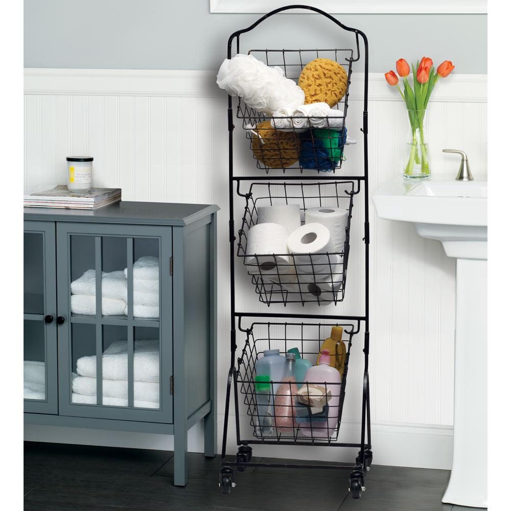 Rio 3 Tiered Standing Storage Baskets With Wheels