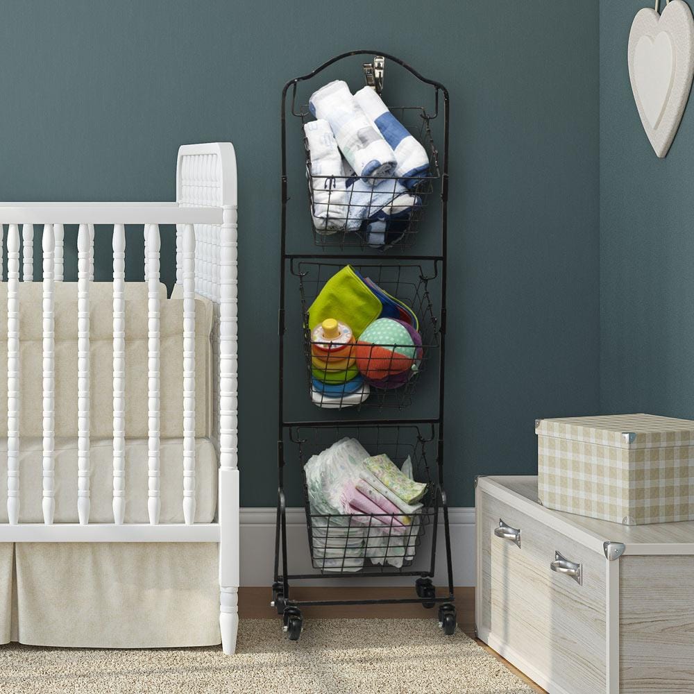 Rio 3 Tiered Standing Storage Baskets With Wheels