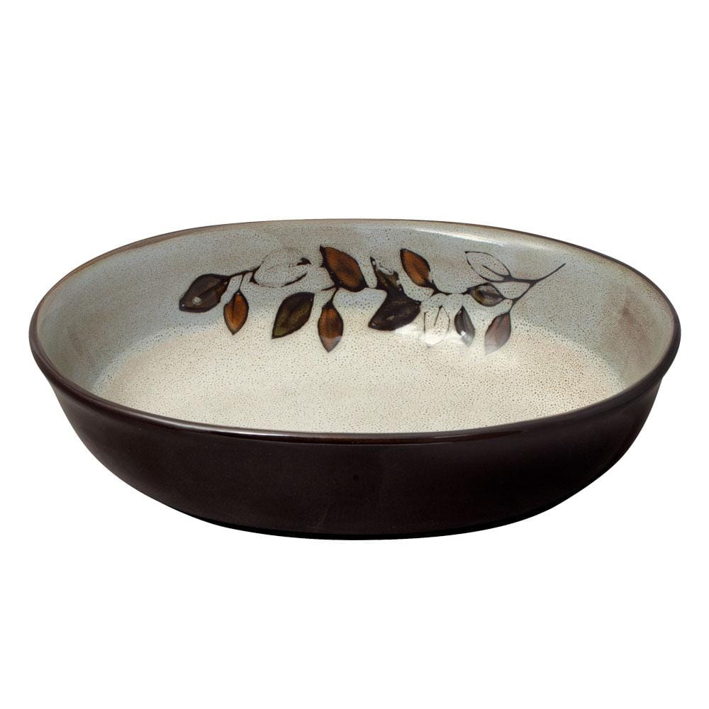 Rustic Leaves Oval Serve Bowl