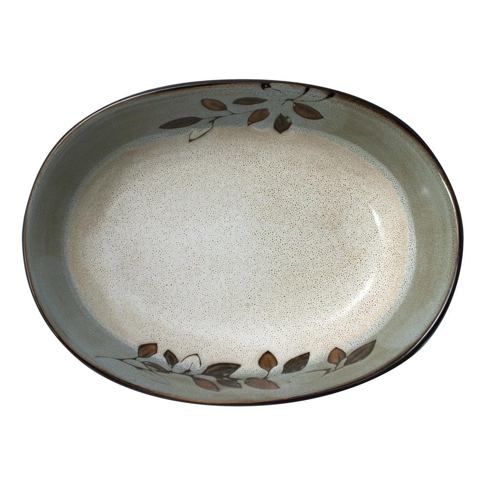 Rustic Leaves Oval Serve Bowl