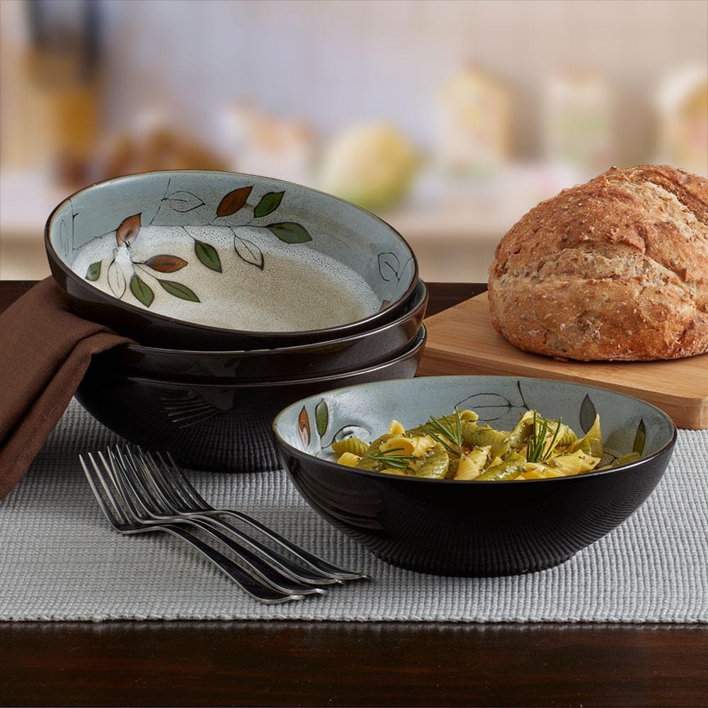 Rustic Leaves Set Of 4 Individual Pasta Bowls