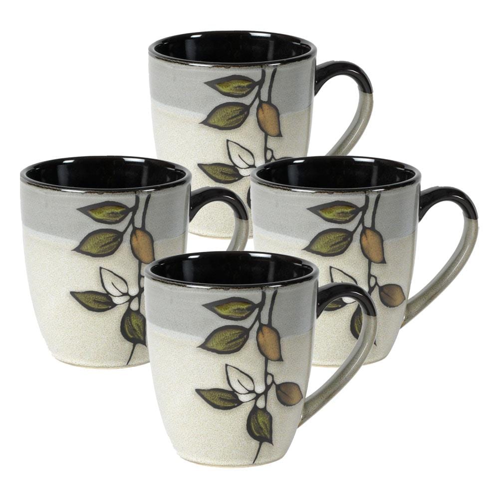 Rustic Leaves Set Of 4 Mugs