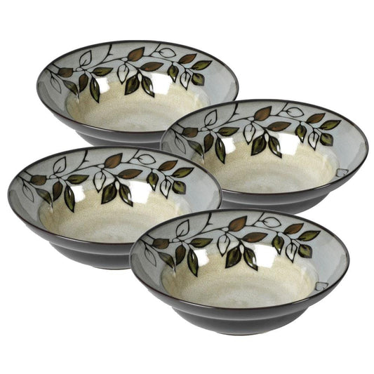 Rustic Leaves Set Of 4 Rim Soup Cereal Bowls