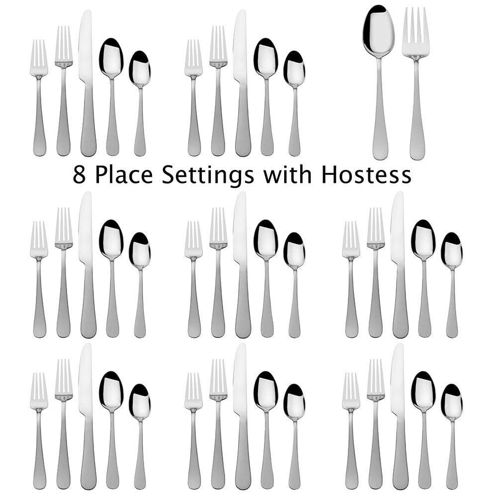 Satin Symmetry 42 Piece Flatware Set, Service For 8