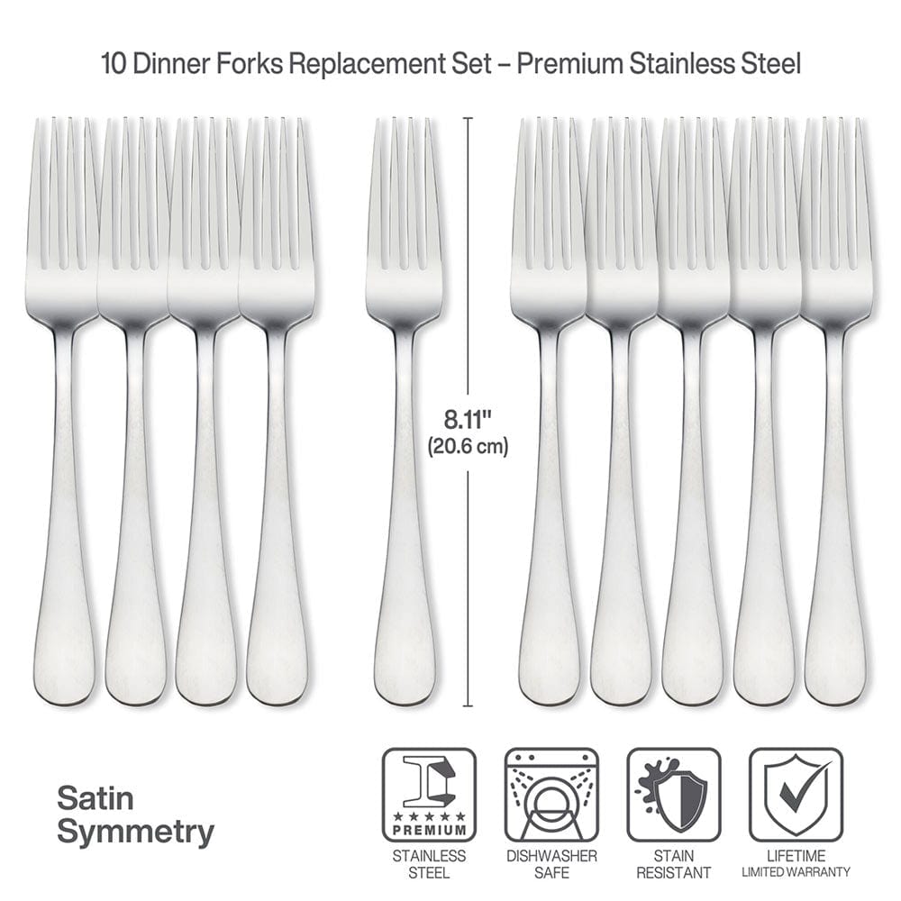 Satin Symmetry Set Of 10 Dinner Forks