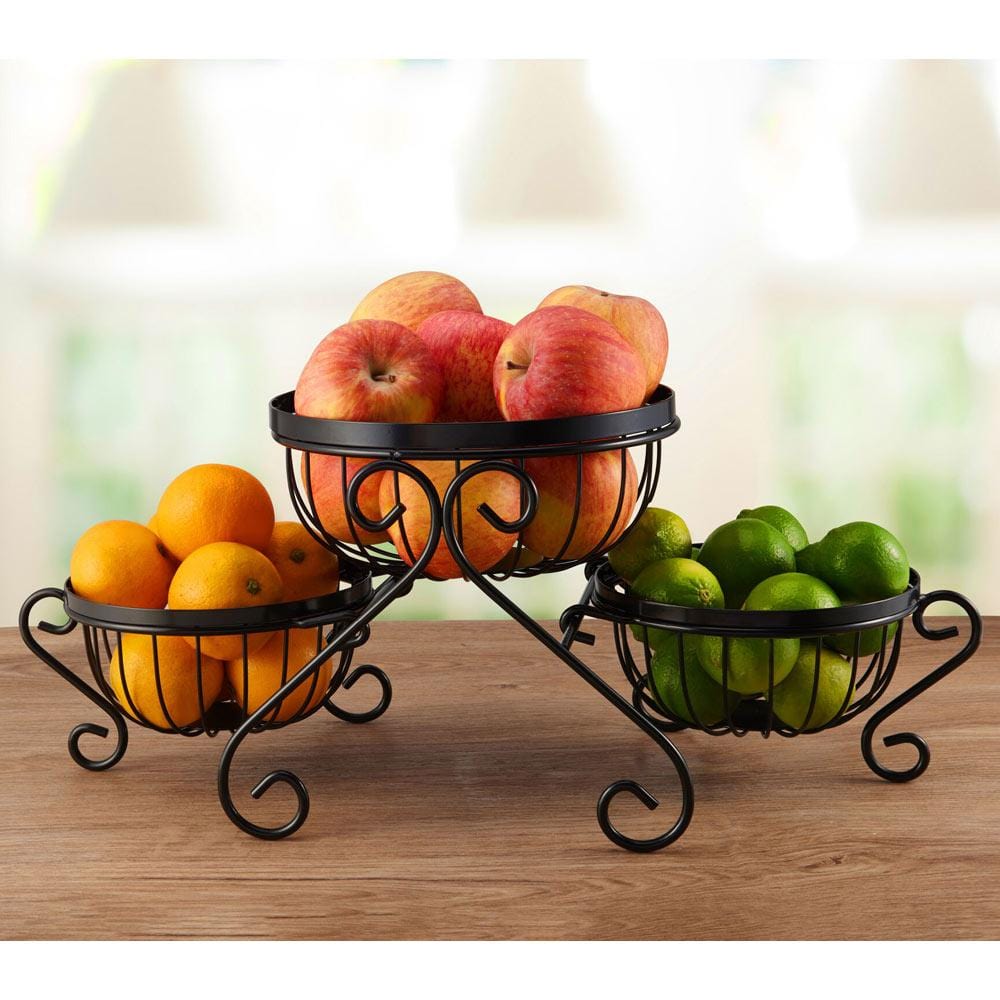 Scroll Set Of 3 Fruit Storage Baskets