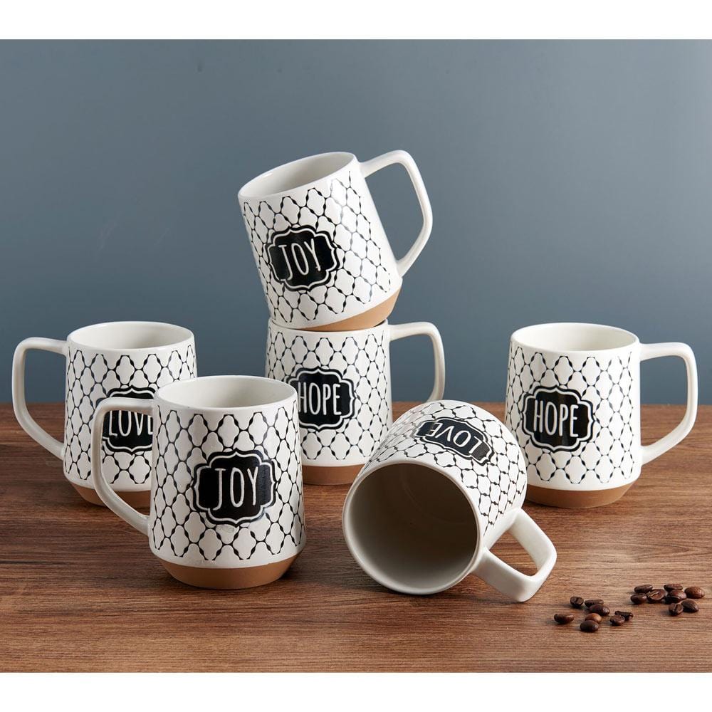 Sentiment Lattice Set Of 6 Mugs, Assorted