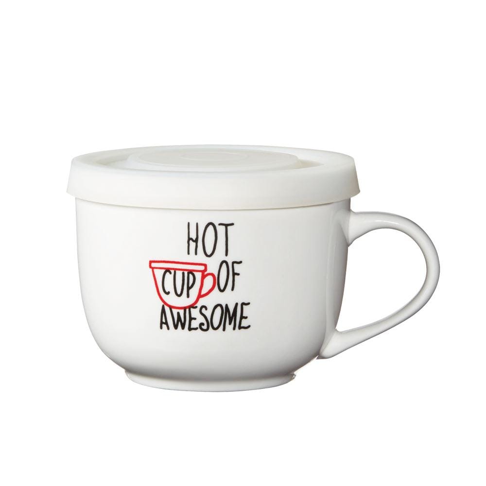 Sentiment Mugs Hot Cup Of Awesome Covered Soup Mug