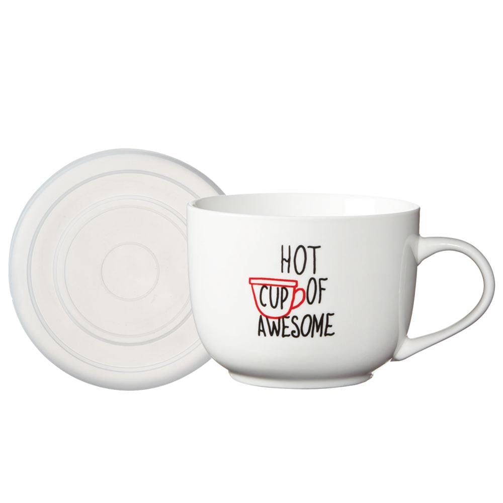 Sentiment Mugs Hot Cup Of Awesome Covered Soup Mug