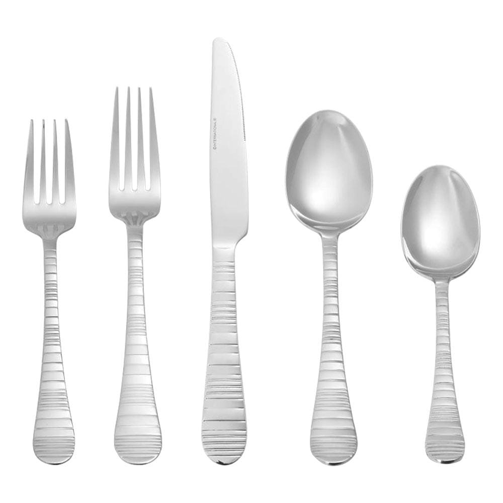 Stripe Frost 65 Piece Flatware Set, Service For 12