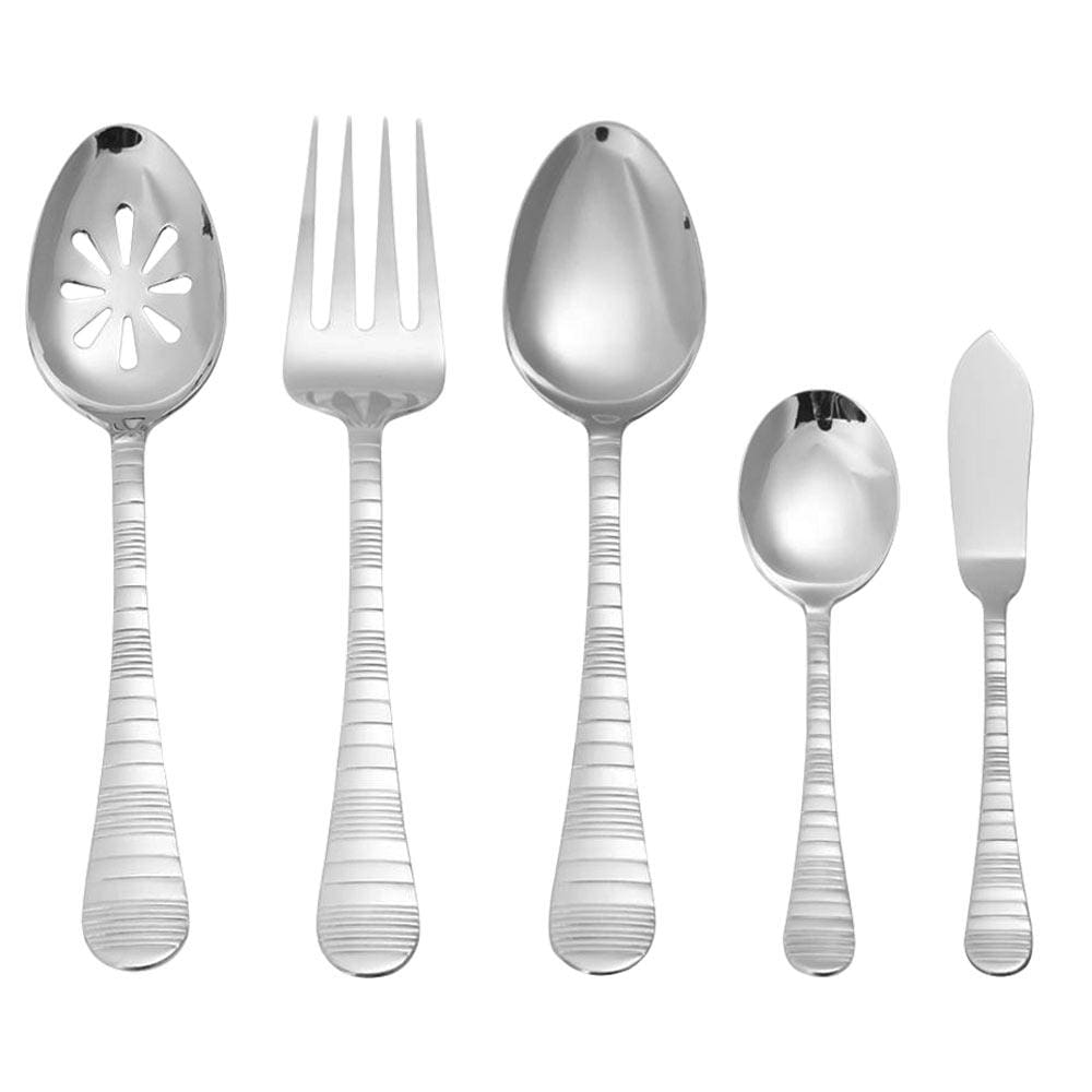 Stripe Frost 65 Piece Flatware Set, Service For 12