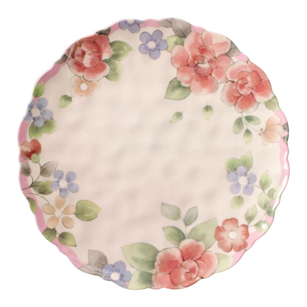 Tea Rose Set Of 4 Outdoor Melamine Dinner Plates