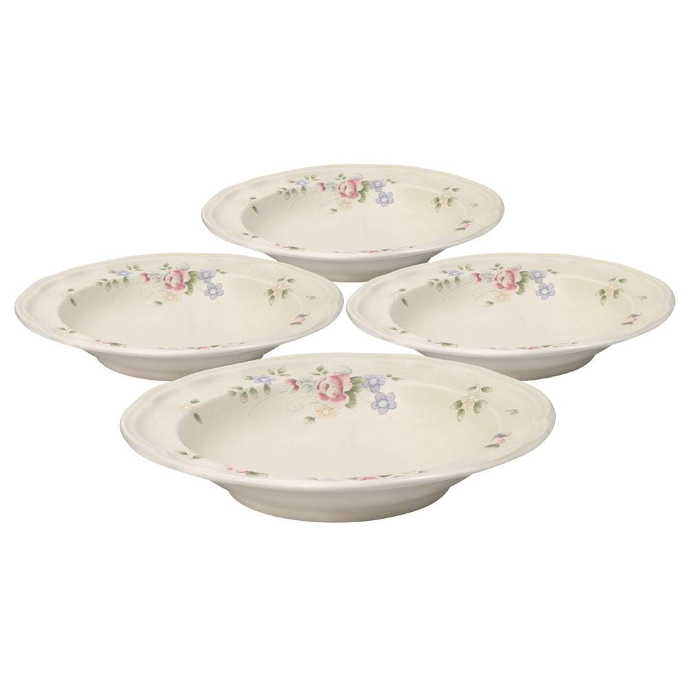 Tea Rose Set Of 4 Rim Soup Bowls