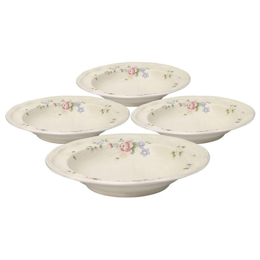 Tea Rose Set Of 4 Rim Soup Bowls