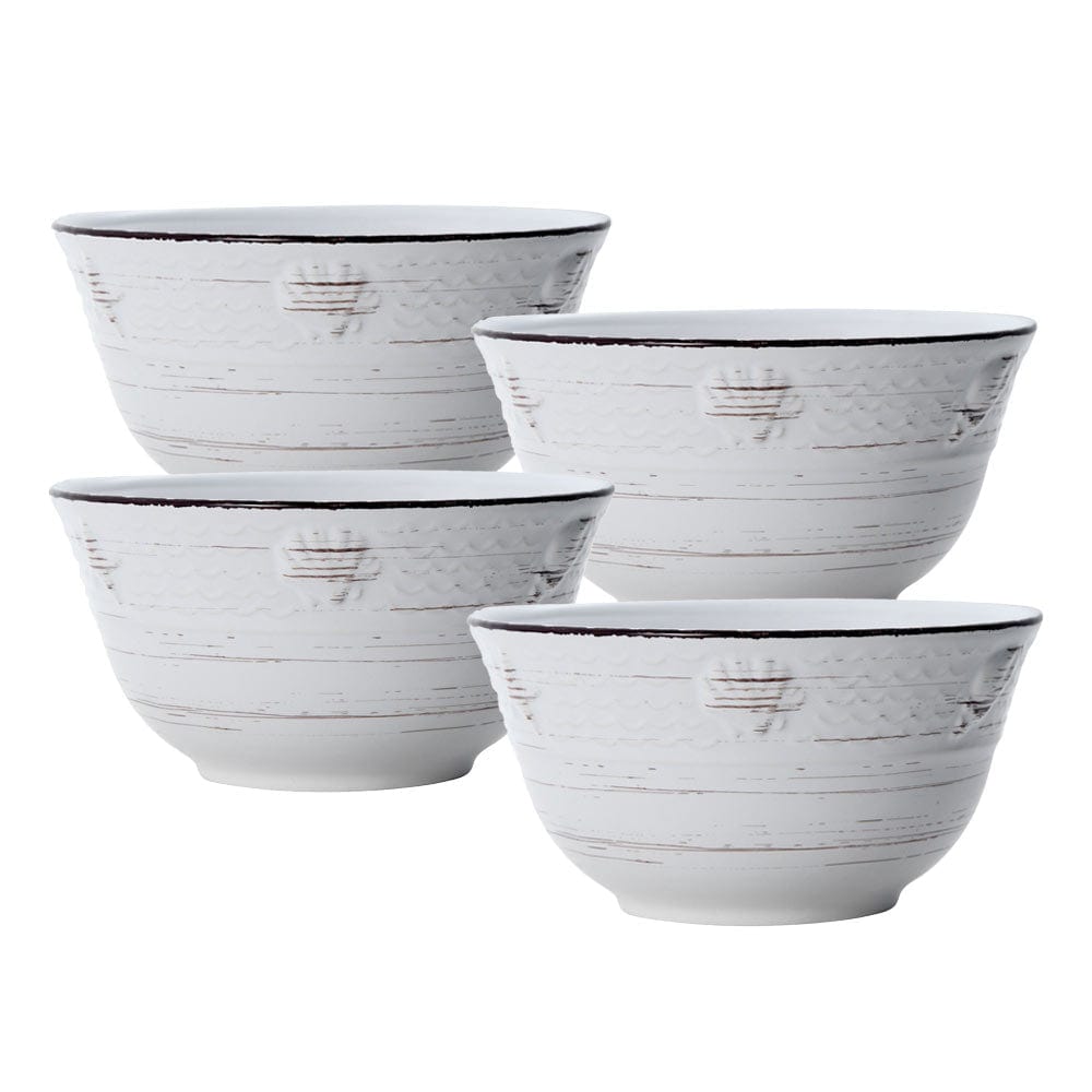 Trellis Coastal White Set Of 4 Soup Cereal Bowls