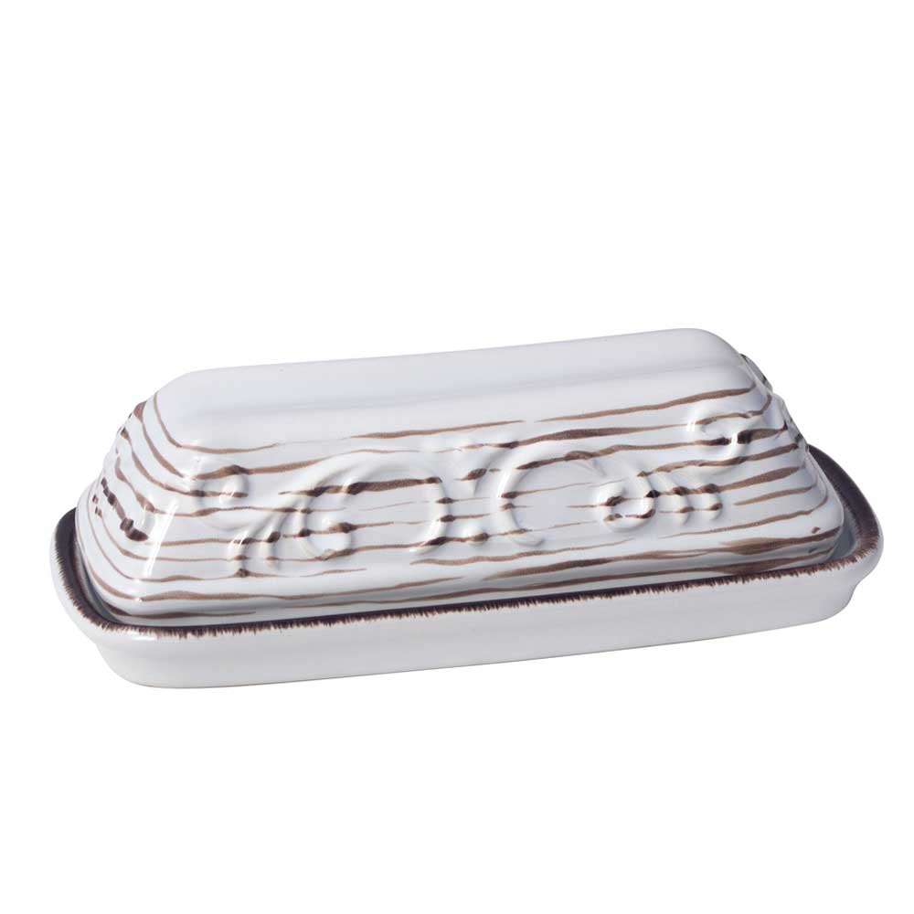 Trellis White Covered Butter Dish