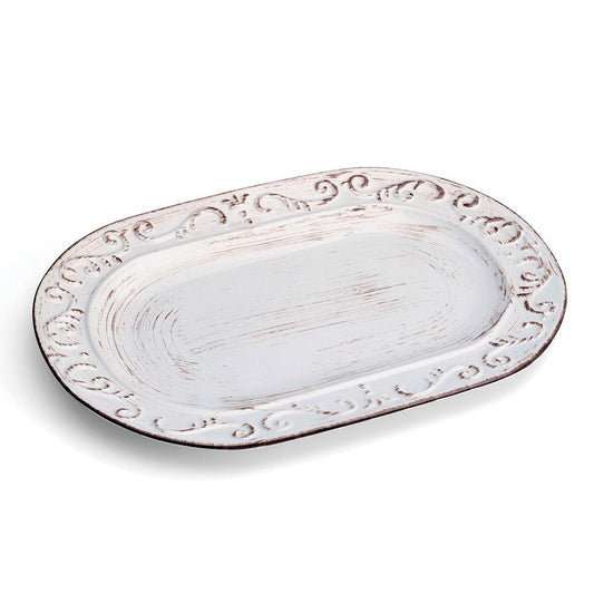 Trellis White Oval Platter