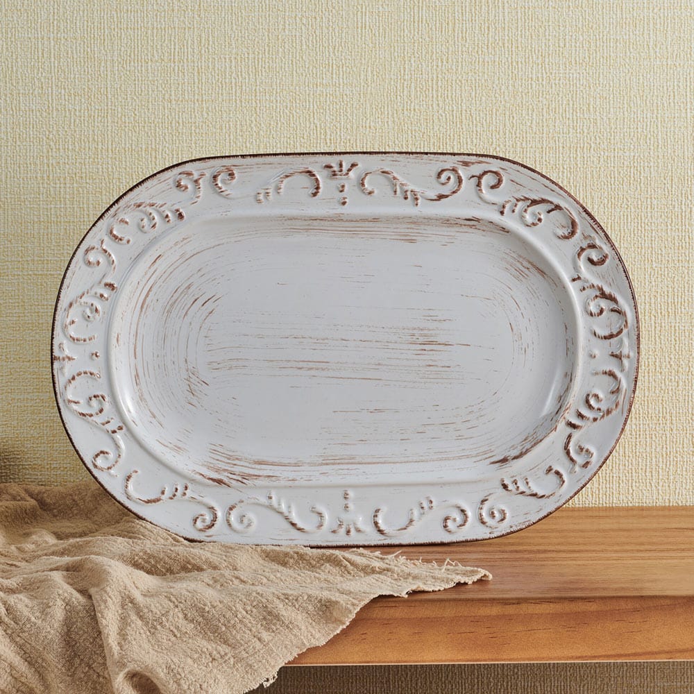 Trellis White Oval Platter