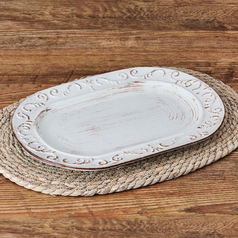 Trellis White Oval Platter