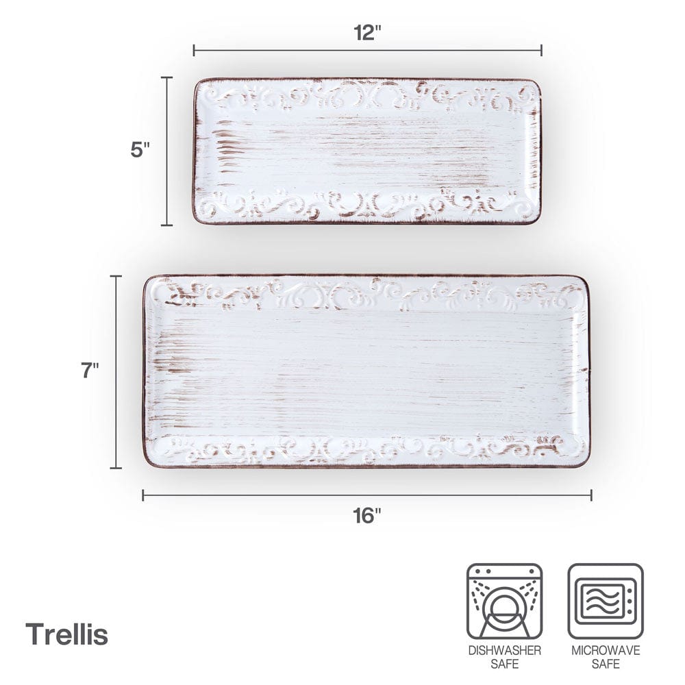 Trellis White Set Of 2 Platters