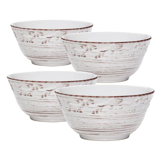 Trellis White Set Of 4 Soup Cereal Bowls