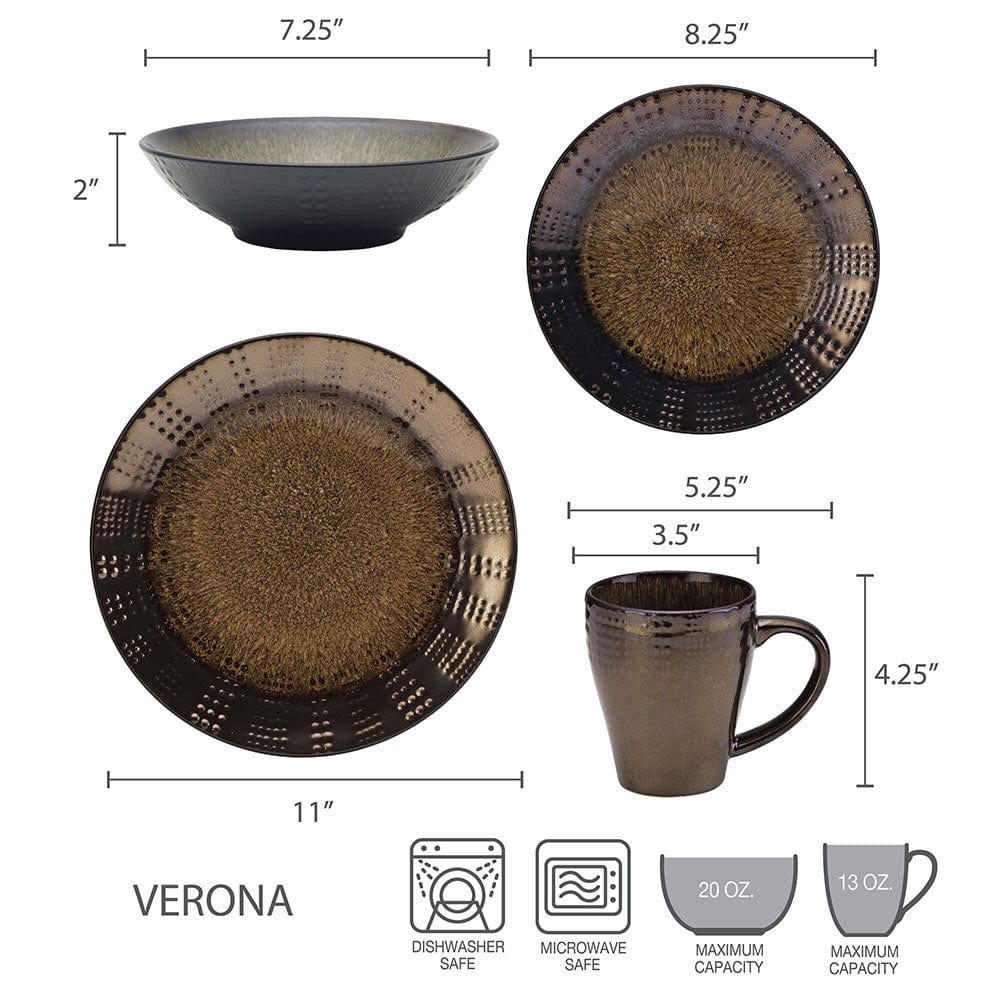 Verona 16 Piece Dinnerware Set, Service For 4