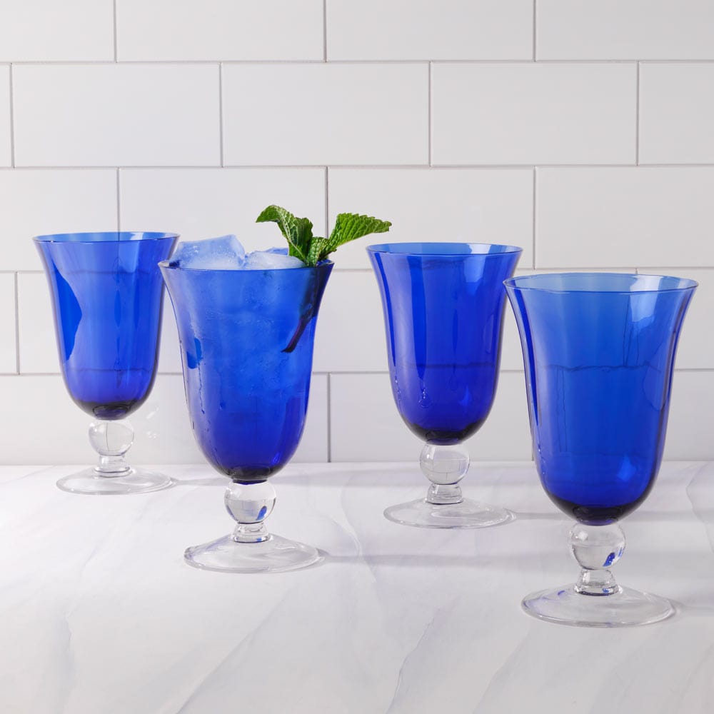 Villa Della Luna Set Of 4 Blue All Purpose Glasses