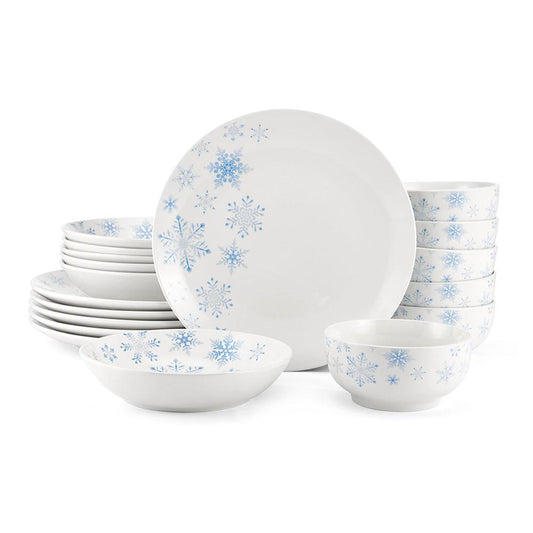 Winter Snowflakes 18 Piece Dinnerware Set, Service For 6