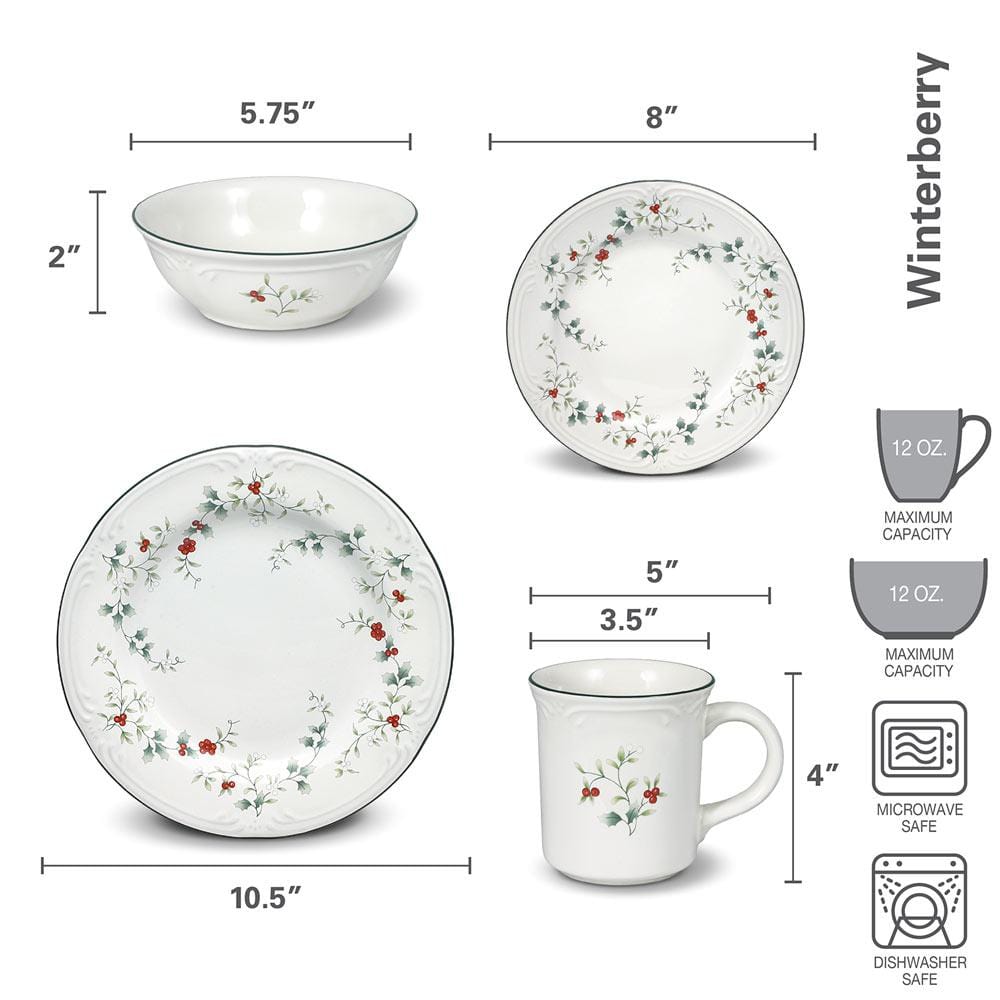 Winterberry 16 Piece Dinnerware Set, Service For 4