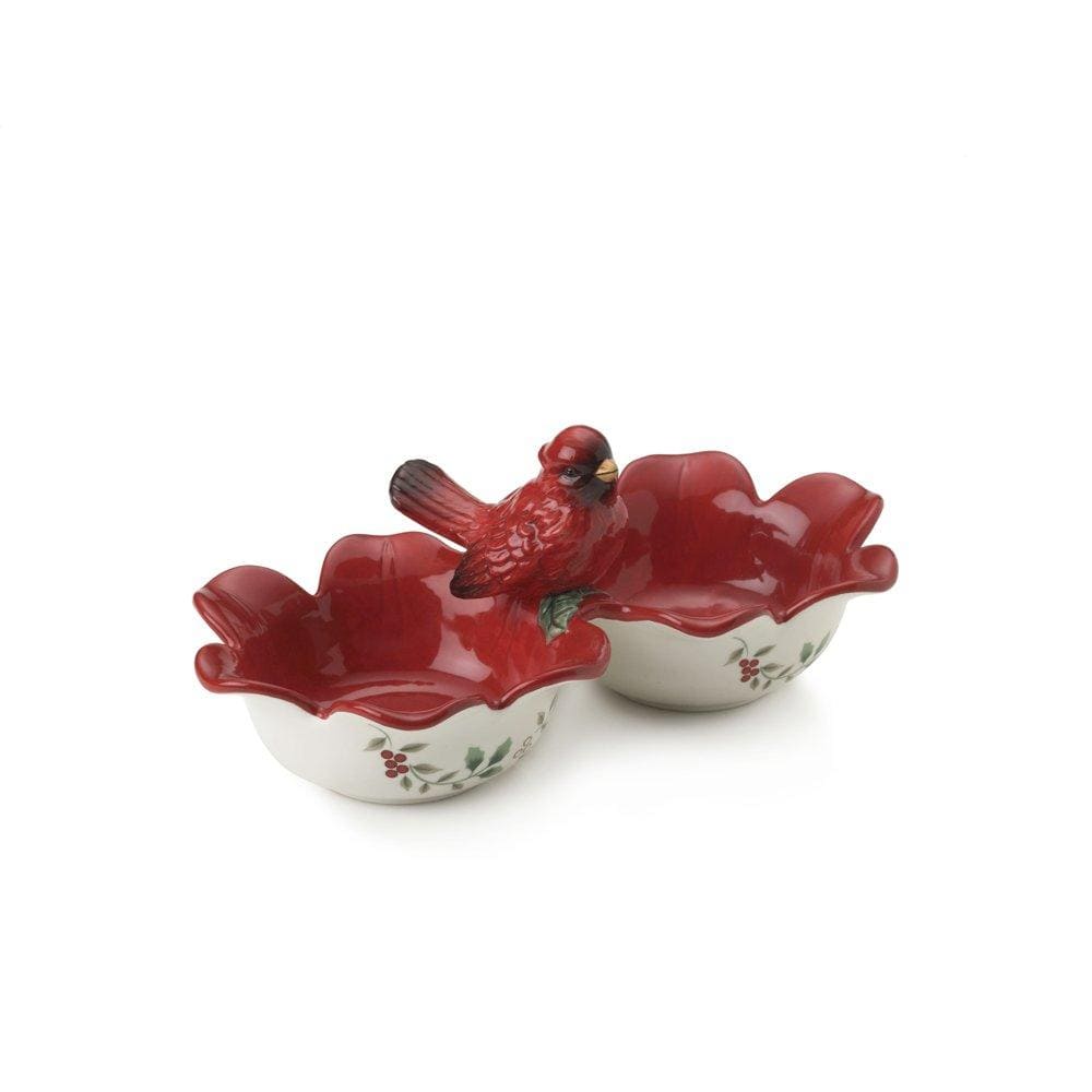 Winterberry 2 Section Cardinal Serve Bowl