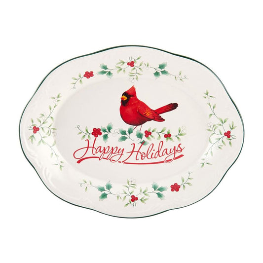 Winterberry Cardinal Oval Platter