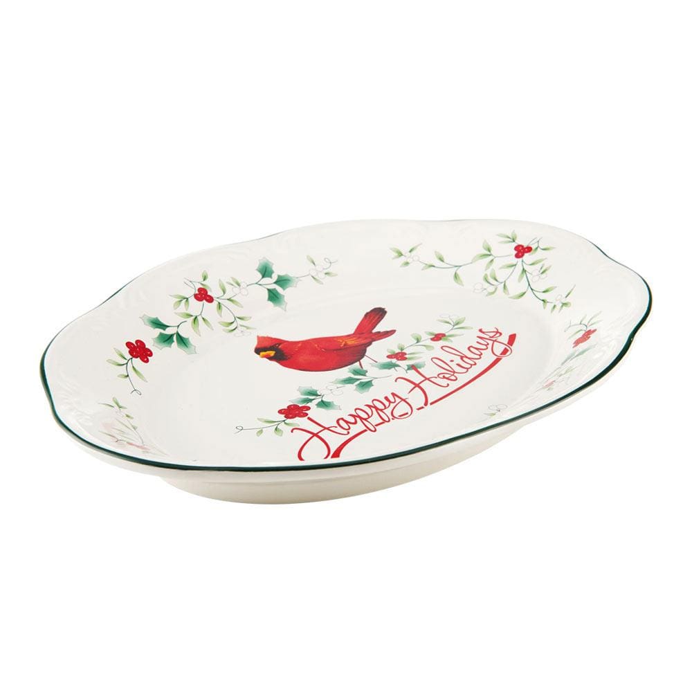 Winterberry Cardinal Oval Platter