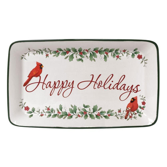 Winterberry Happy Holidays Rectangular Tray