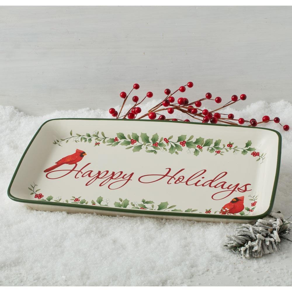 Winterberry Happy Holidays Rectangular Tray