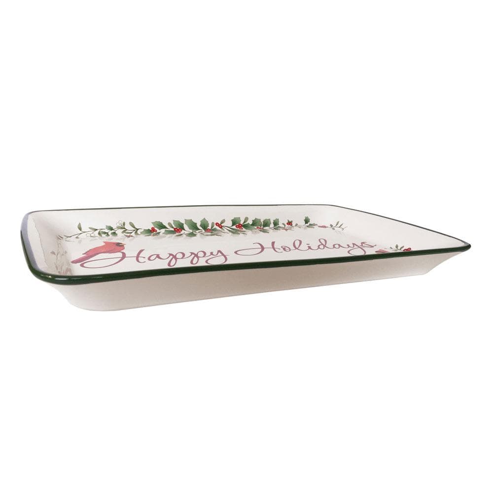 Winterberry Happy Holidays Rectangular Tray