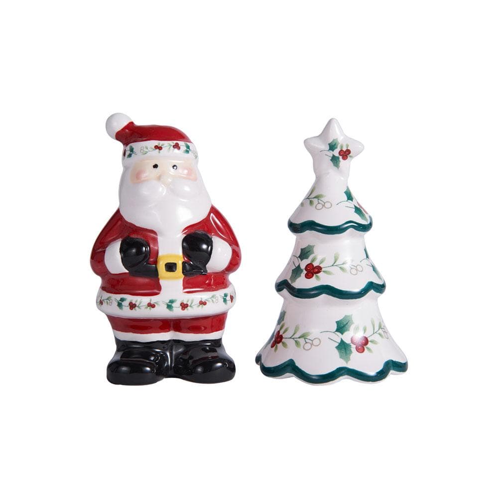 Winterberry Santa And Tree Salt And Pepper Set